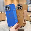 Electroplated side smiley face with bracket, suitable for Apple 16/17promax mobile phone case iPhone14/15 anti-drop cover