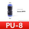 Quick-Connect Pneumatic Air Tube Coupler PU Sizes 4-12, Straight Through, PBT Plastic