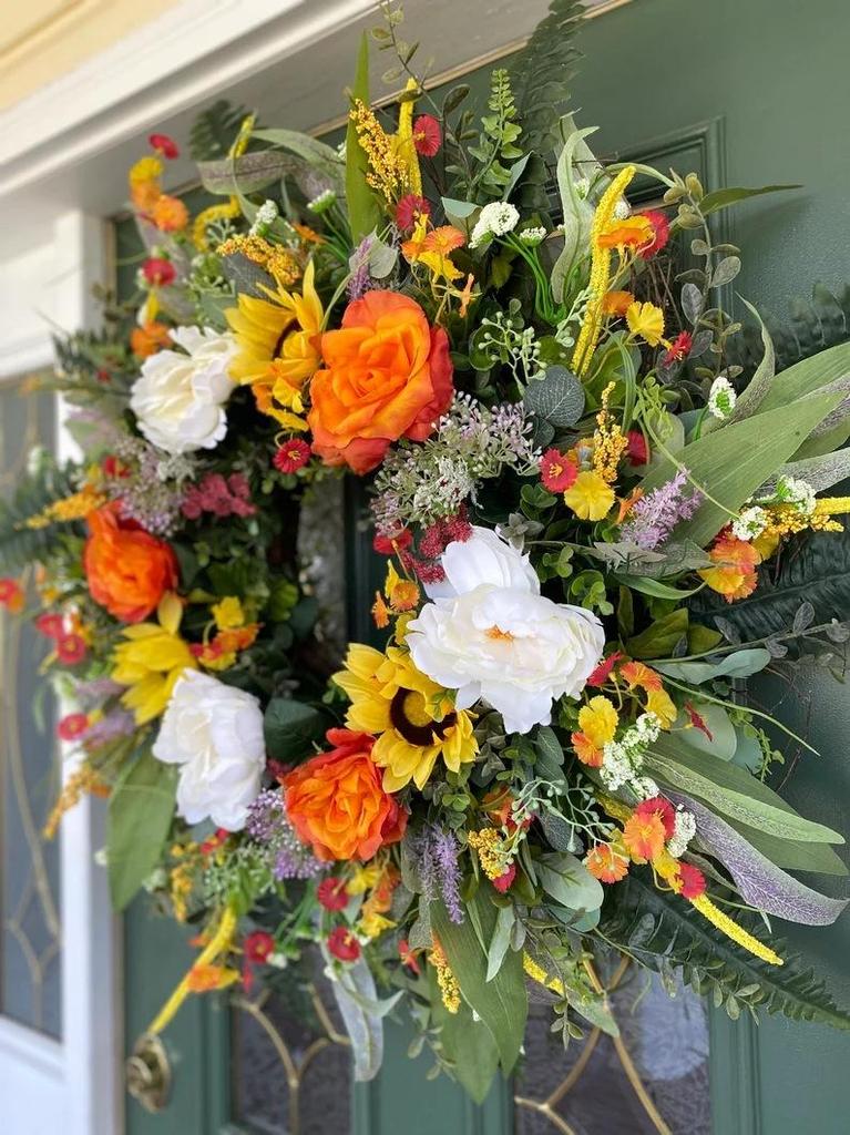 Colorful Eucalyptus Wreath Front Door Hanging Home Decor