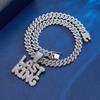 Hip Hop Rhinestone Letter Pendant "LEST KING" Men's Necklace Link Chain Necklaces Charm Jewelry Valentine's Day Gift for Boys