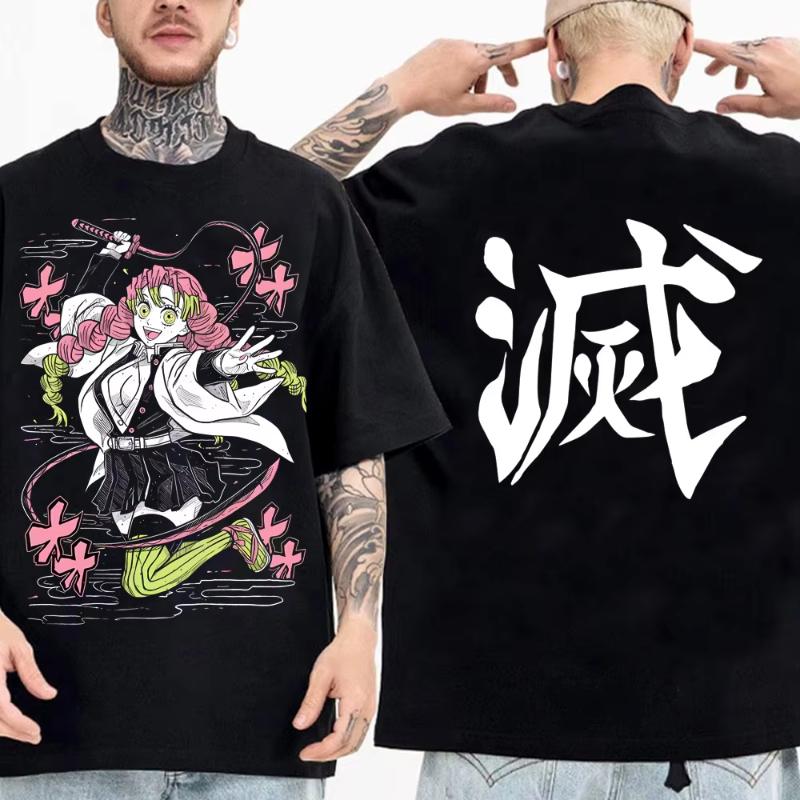 Japanese Anime Shirt Demon Slayer Infinity Castle T Shirt Men Cartoon Kimetsu No Yaiba High Quality Cotton Streetwear Clothes