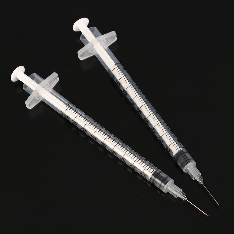 10Pcs 1Ml Disposable Plastic Sterile Insulin Syringe Orange Cap Plastic Liquid Dispenser