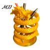 Auspicious Dragon Desktop Ornament Coiled Pen Holder, Chinese Style Pencil Unique 3D Printed Desk Decor Organizer, Stationery Storage Container
