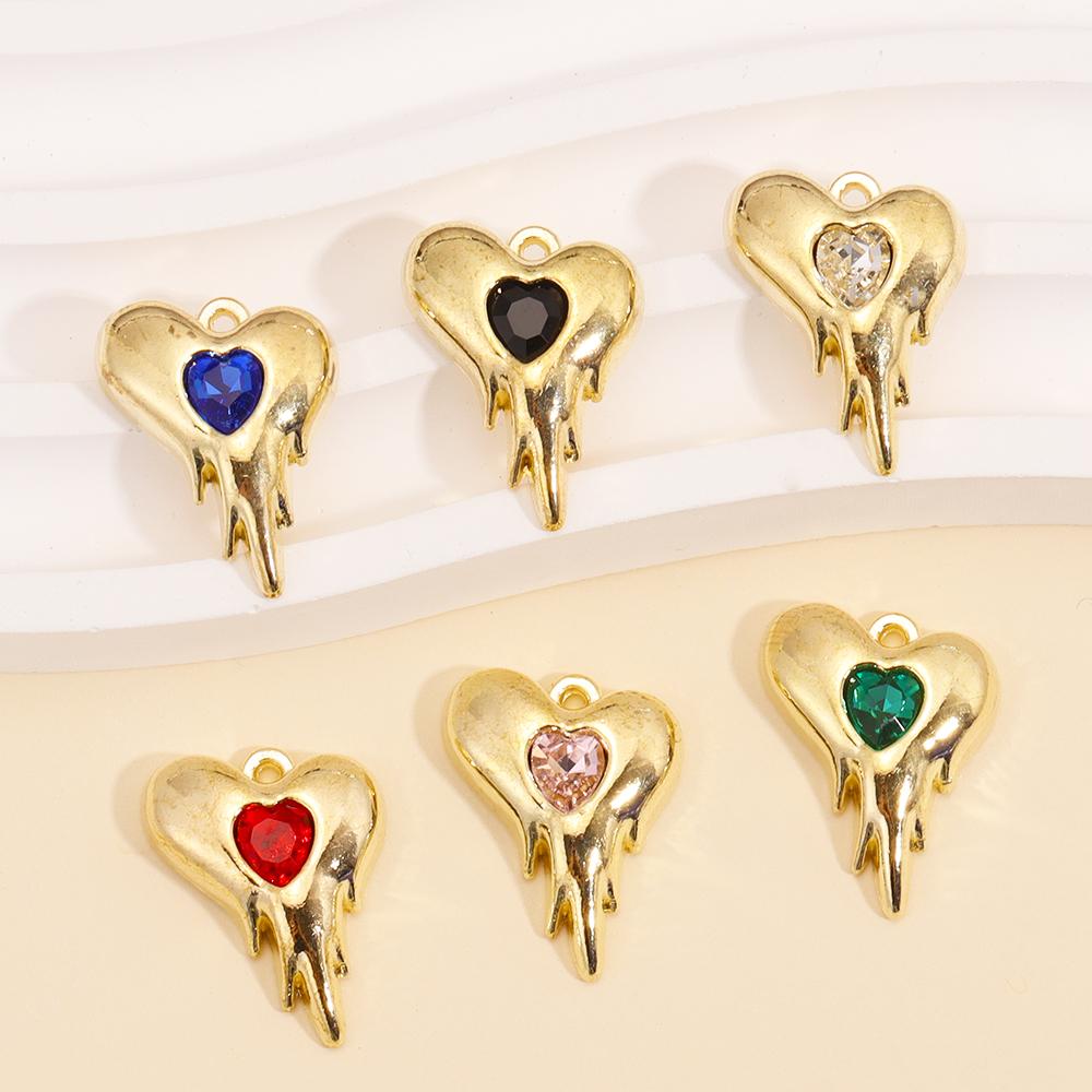10Pcs Multicolor Crystal Peach Heart Charms For Women Girls Jewelry Making DIY Sweet Romantic Love Heart Pendant Necklace Crafts