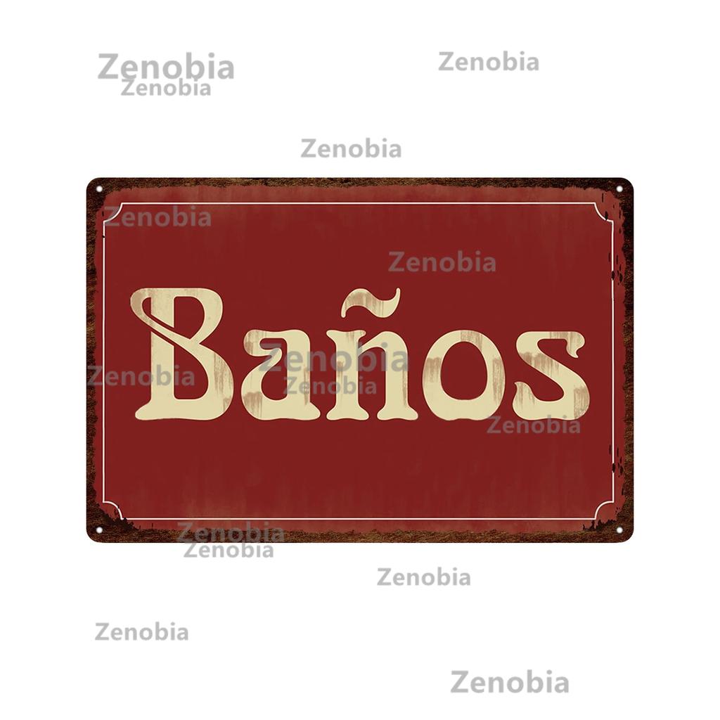 Zenobia Home Decor Spanish Sign Vintage Metal Poster Bar Pub Club Hogarena Bano Man Cave Wall Art Iron Painting Decorative Plate