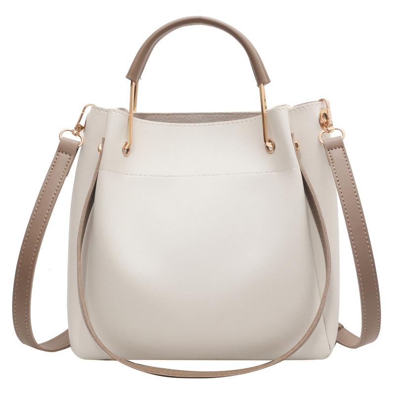 Trendy Contrast Color Women's Commuting Handle Tote Pack Korean Style Large Capacity Shoulder Bags Versatile Crossbody Bag