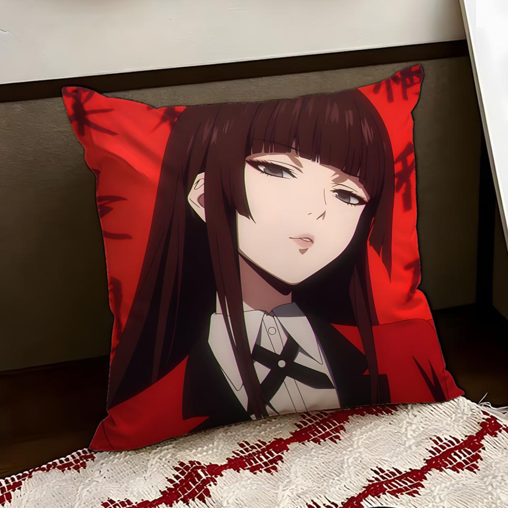 KKakegurui Anime Cushion Cover Reversible Soft Durable Pillow Cover Home Car MultiScene Use for Daily Comfort