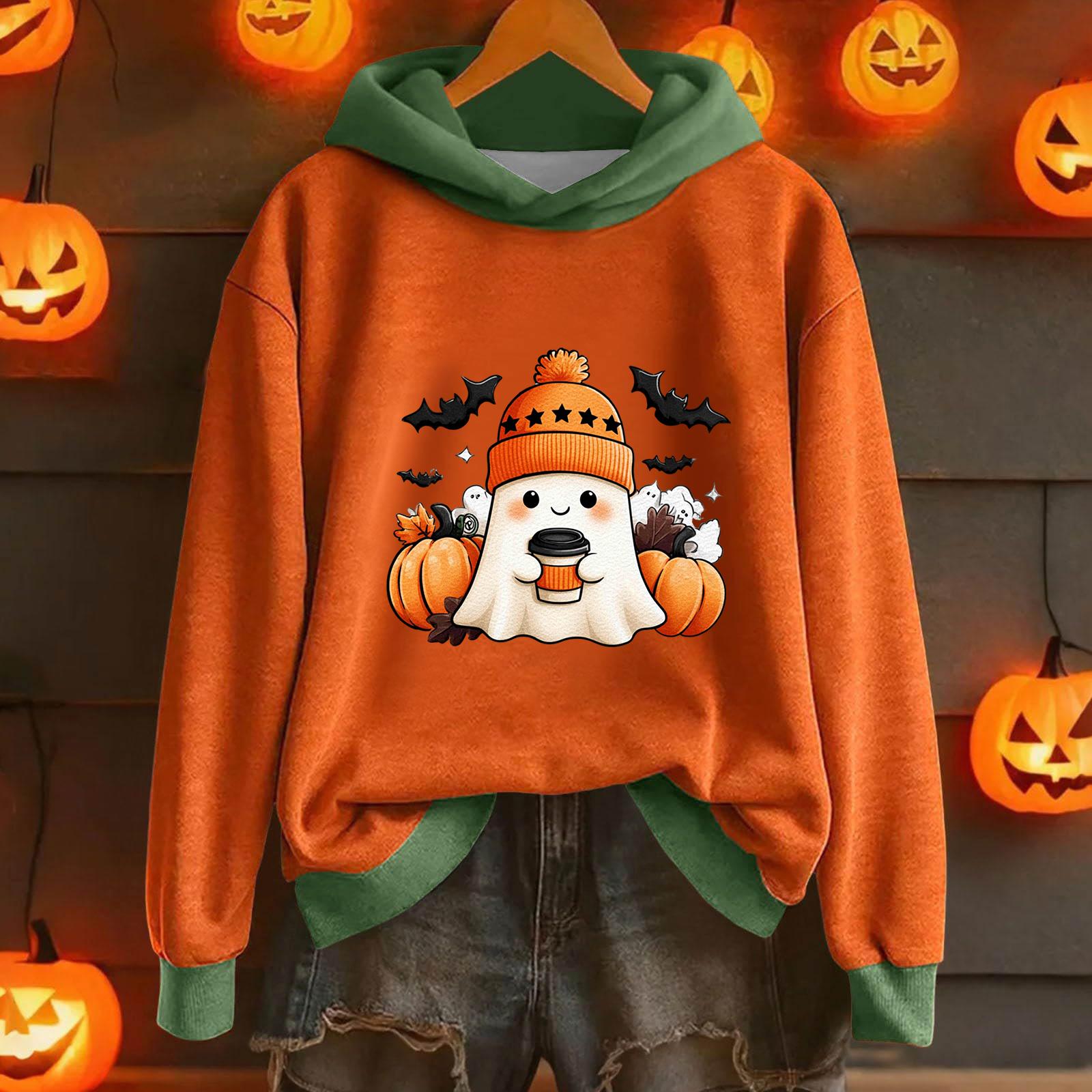 

Женская повседневная модная толстовка с капюшоном и длинными рукавами с принтом на Хэллоуин XXL зелёный