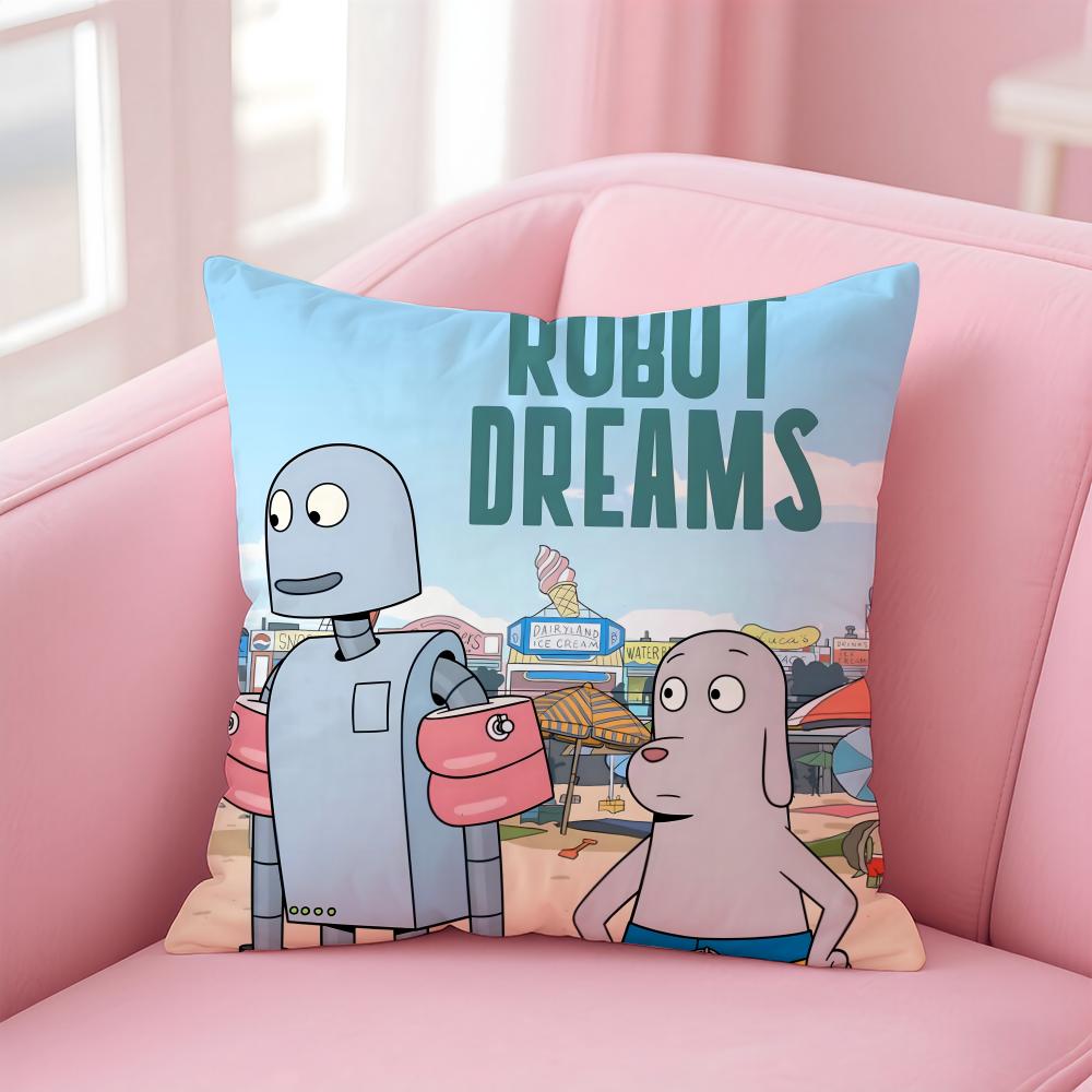 Anime R-Robot D-Dreams Cushion Cover Home & Car Multi-Scene Pillow Cover - Reversible, Soft & Durable for Daily Use