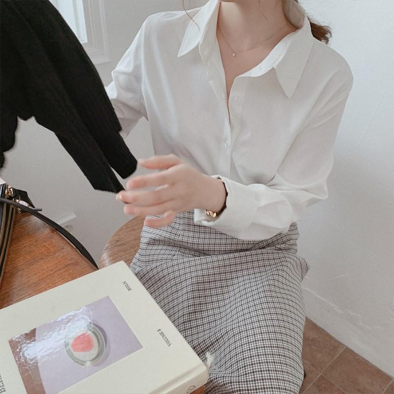 Casual Autumn White Shirt Female Design Sense Niche Blouse Early Fall Loose Long-sleeved Chiffon Blouse Female Temperament Elegant Fashion Top
