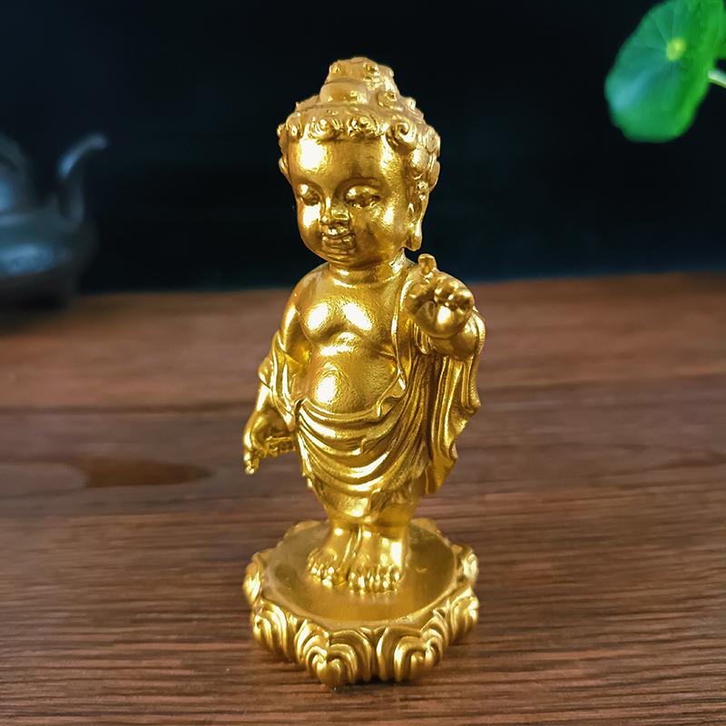 Gold Lucky Prince Buddha Statue Sculpture Feng Shui Home Garden Decoration Sakyamuni Buddha Figurines Landscape Ornament