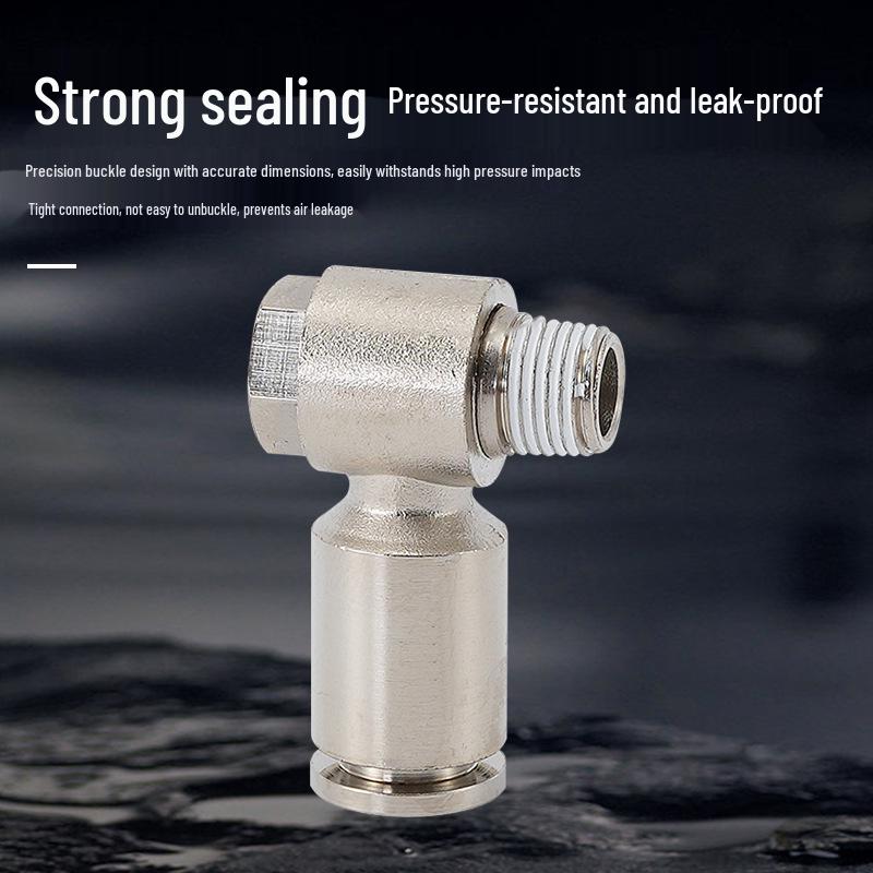 Full Copper PH Stainless Steel Air Hose Quick Connector with External Hex Thread Elbow - Sizes 6-01/8-02/10-03/12-04