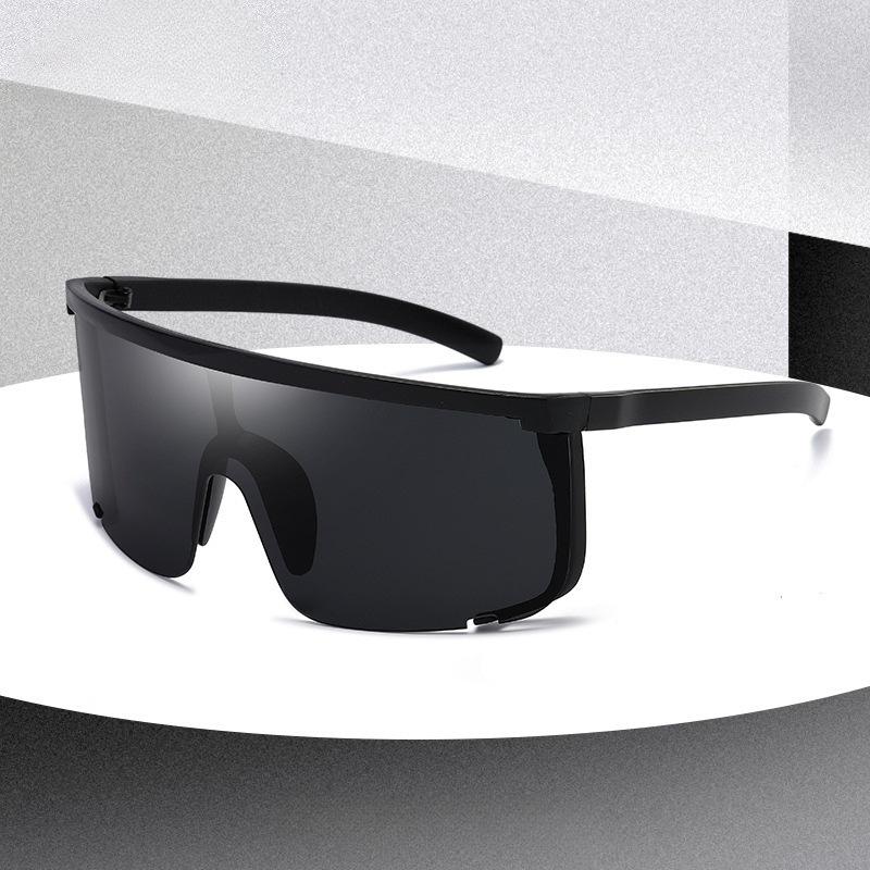Non-polarized Fashion Integrated Design Large Frame Anti Blue Light Sunglasses Men Women Outdoor Sports Riding Wind Resistant Protection Eyeglasses