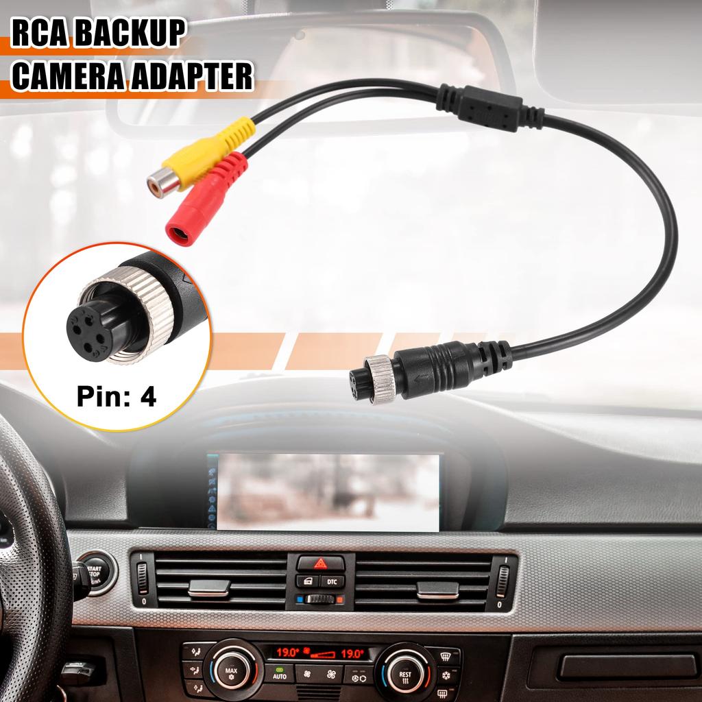 uxcell Car Camera Adapter 4 Pin To RCA Adapter M12 4 Pin Female To