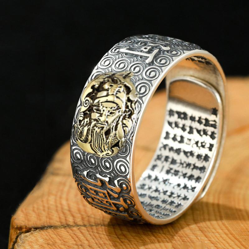 

Кольцо Namo Amitabha из стерлингового серебра с тиснением в стиле ретро сутра-сердца Будды в этническом стиле, различные серии, мужские кольца, ювелирные изделия resizable