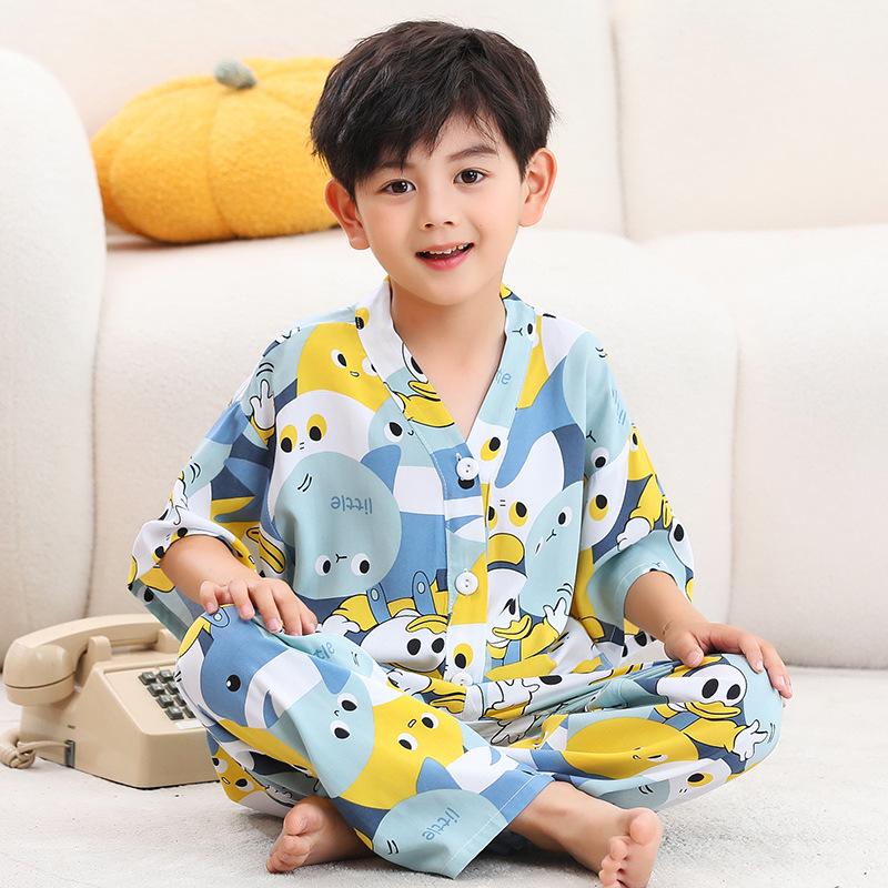 

Детский летний хлопковый пижамный комплект с коротким рукавом 160cm