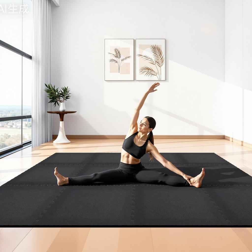 Puzzle Exercise Mat, 24 PCS Fitness Equipment Mats, 610 x 610 x 14 mm, High-Density EVA Foam Gym Mats Set, Interlocking Rubber Soft Tiles, Protective