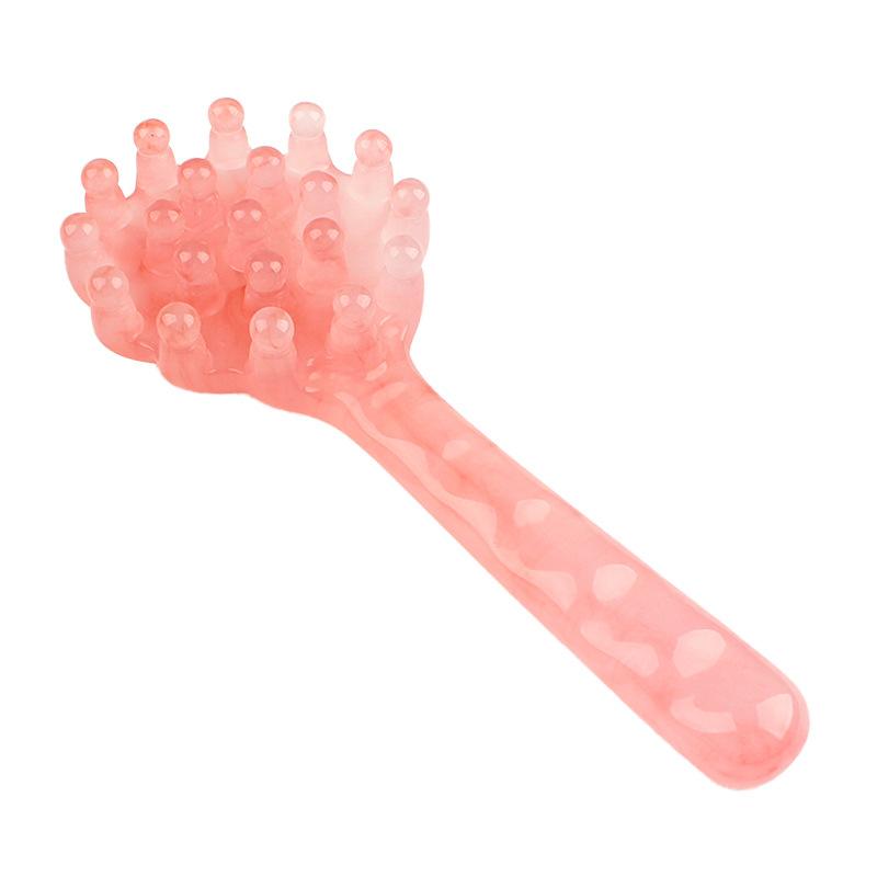 1/3 Stück Multifunktionale tragbare Massagebürste mit langem Griff für Haare, Meridiane, Bauch und Ganzkörper-Breitzahn-Therapiemassage