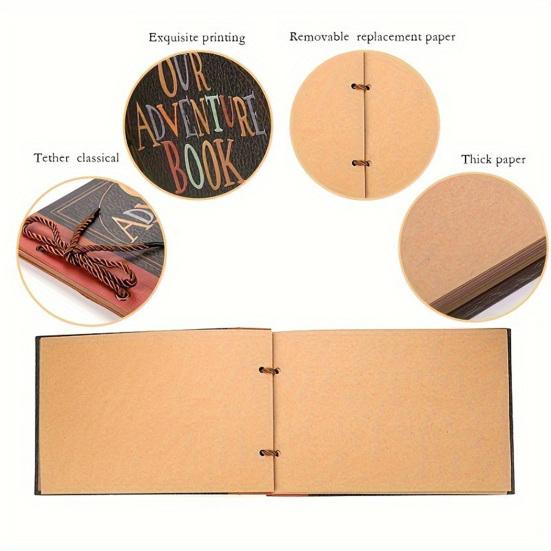 Adventure Book Scrapbook Handcrafted Photo Album with Pocket Retro Diary DIY Travel Journal Gift for Couples Anniversary Weddings Birthday Christmas