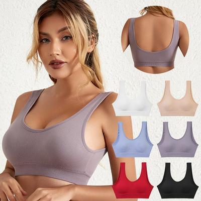 Solid Color Brassiere Undershirt Female Non-steel Ring Comfortable Gathered Sports Bra with Padded Teenage Large Size Beauty Back Yoga Underwear