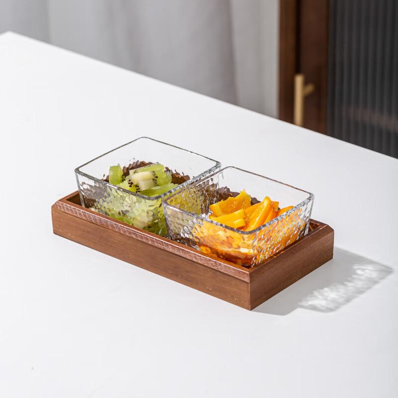 Hammered Glass Serving Bowl Set
