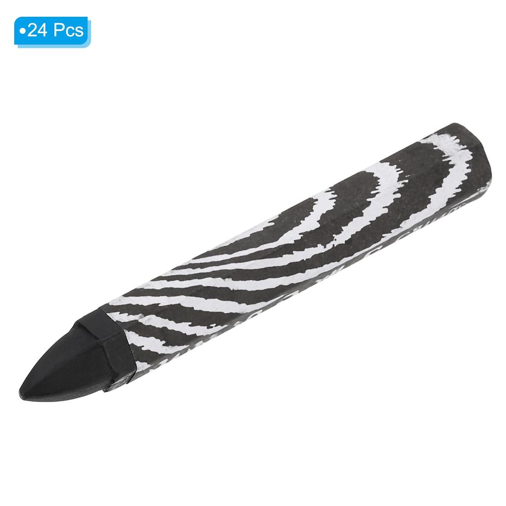 PATIKIL Wood Marking 24pcs Hexagonal Wax Tire Marker Drawing Crayons for Black Crayons, 4.1"x0.6" Wood, Glass, Ceramic, Carton, Fabric, Stone,