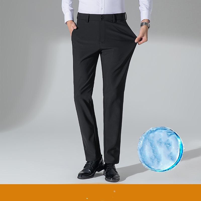 

Men s Trousers Business Casual Pants Ice Silk Stretch Men s Pants Loose Quick Drying Pants Spring and Autumn Straight Leg Office Black Work Pants 40