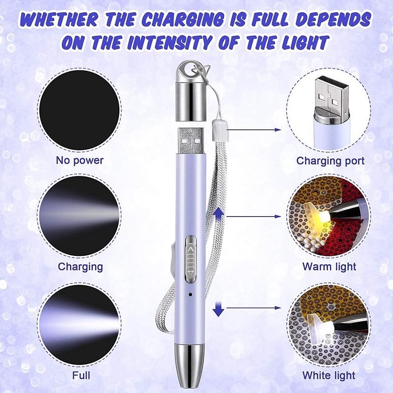 1Set USB Rechargeable Lighting Point Drill Pen for 5D Diamond Painting DIY Tools Drill Pen Embroidery