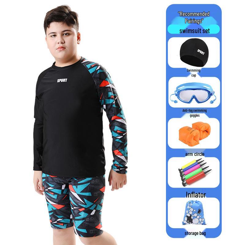 Kids' Long Sleeve Sun-Protective Swimsuit: Quick-Dry, Chlorine-Resistant UPF50+ Two-Piece Set