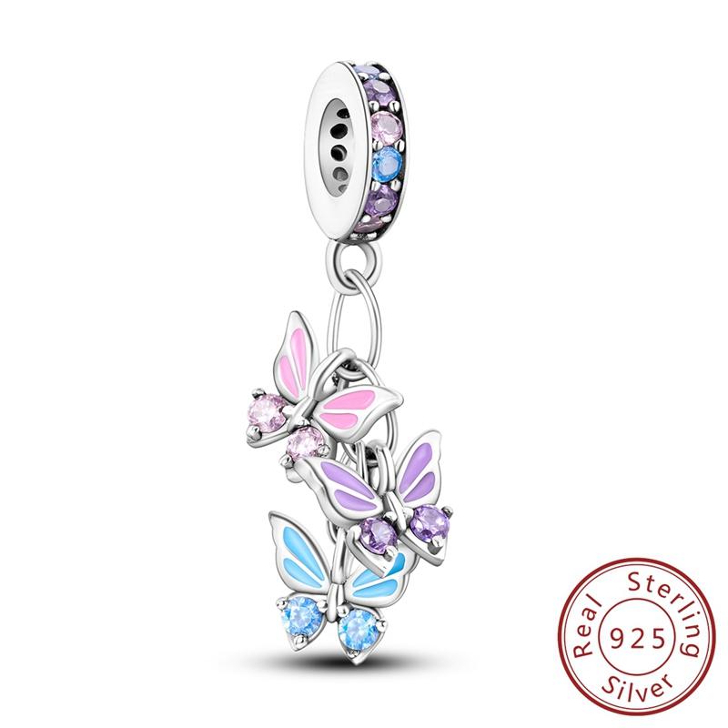 

Codemonkey Butterfly Charms Стерлинговое серебро 925 пробы Многоцветная подвесная бусина для браслета-шарма своими руками