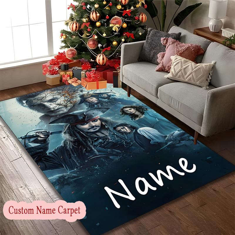 1pc Jack Skellington Moonlit Rug, Digital Printed Home Chair Sofa Mat, Personalized Customize Name Office Area Carpet