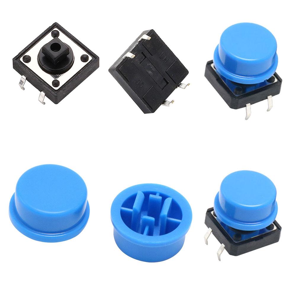Tactile Push Button Switch Momentary 12*12*7.3MM Micro Switch Button with Knob White Black Yellow Blue Red Kit 12x12x7.3mm