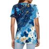 Damen T-Shirt mit Aufdruck und Knopfleiste, kurzärmelig, für den Alltag, Wochenendmode, Basic, V-Ausschnitt, normales Oberteil