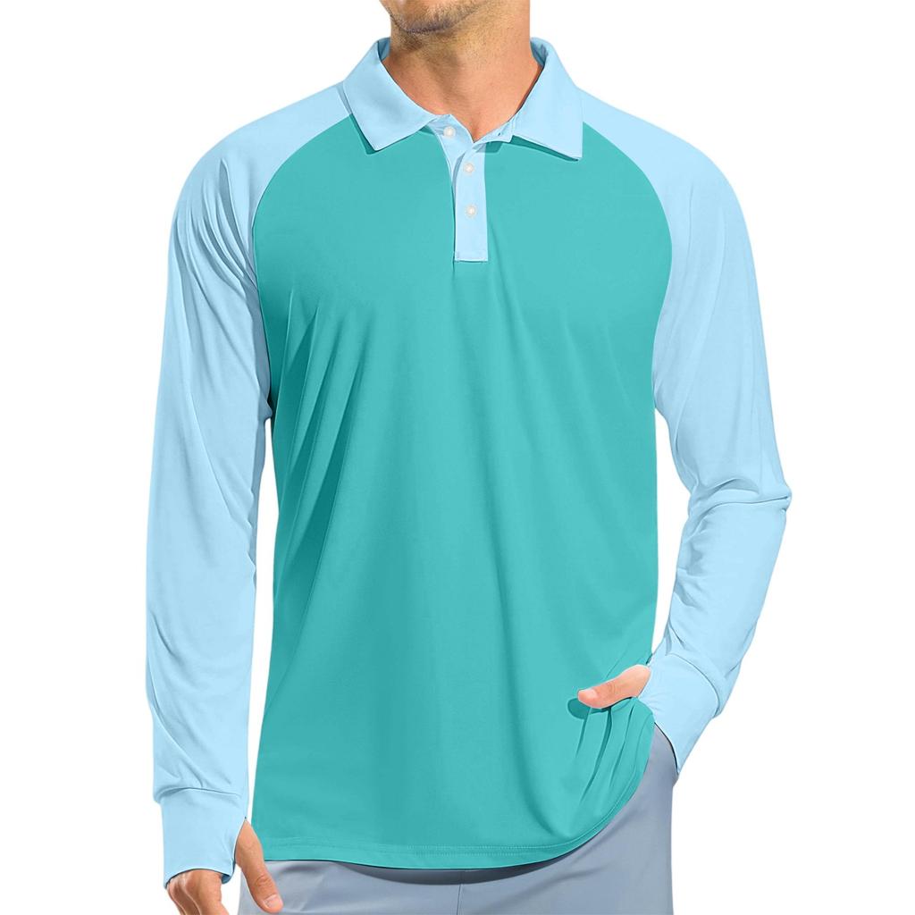 Men's Raglan Long Sleeve Golf Shirt UPF 50+ Lightweight Shirt