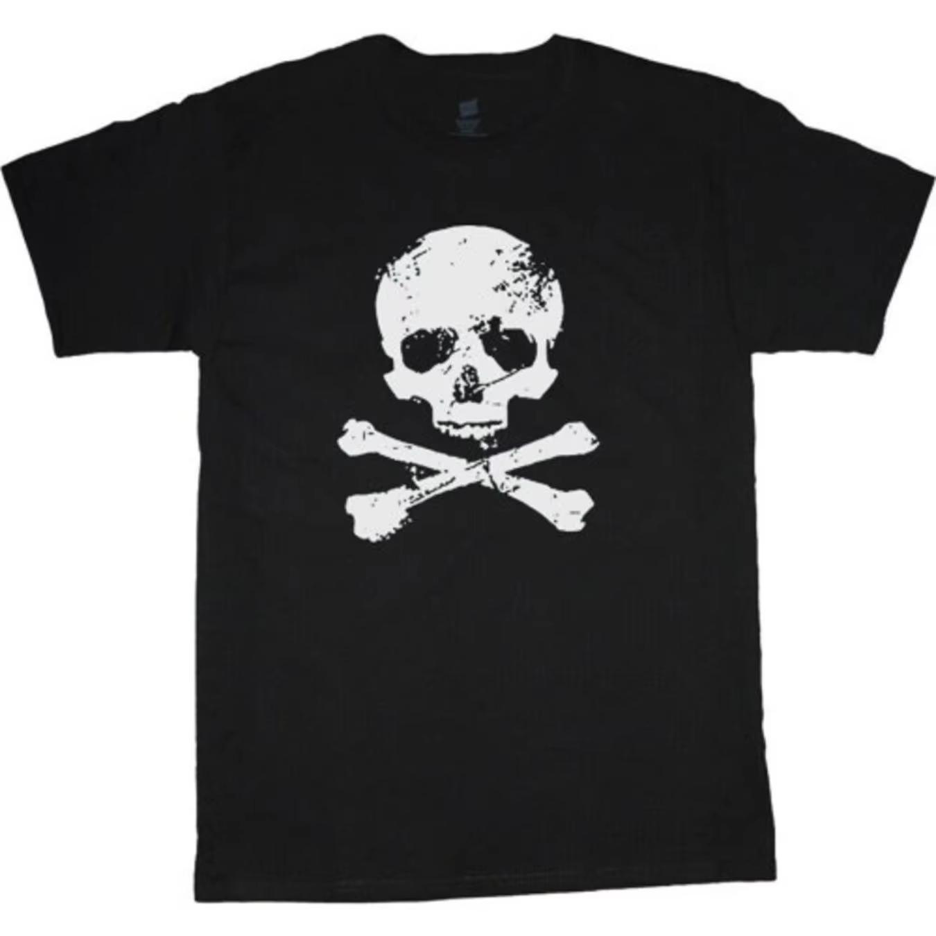 

2026 New Beauty Hip Hop Pirate Skull and Crossbones TShirt Mens Pattern Summer New Mens and Womens Retro Fashion Streetwear S