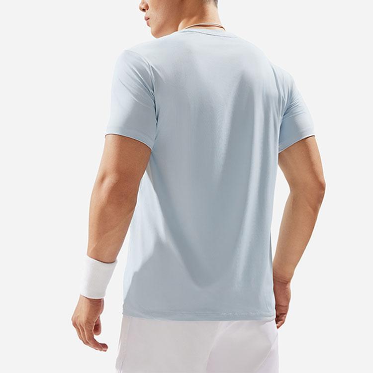 Li Ning Fitness Series Logo Letter Round Neck Comfortable Versatile Quick-Dry Short Sleeve T-Shirt Men Tops Cloud-Blue ATSU021-7