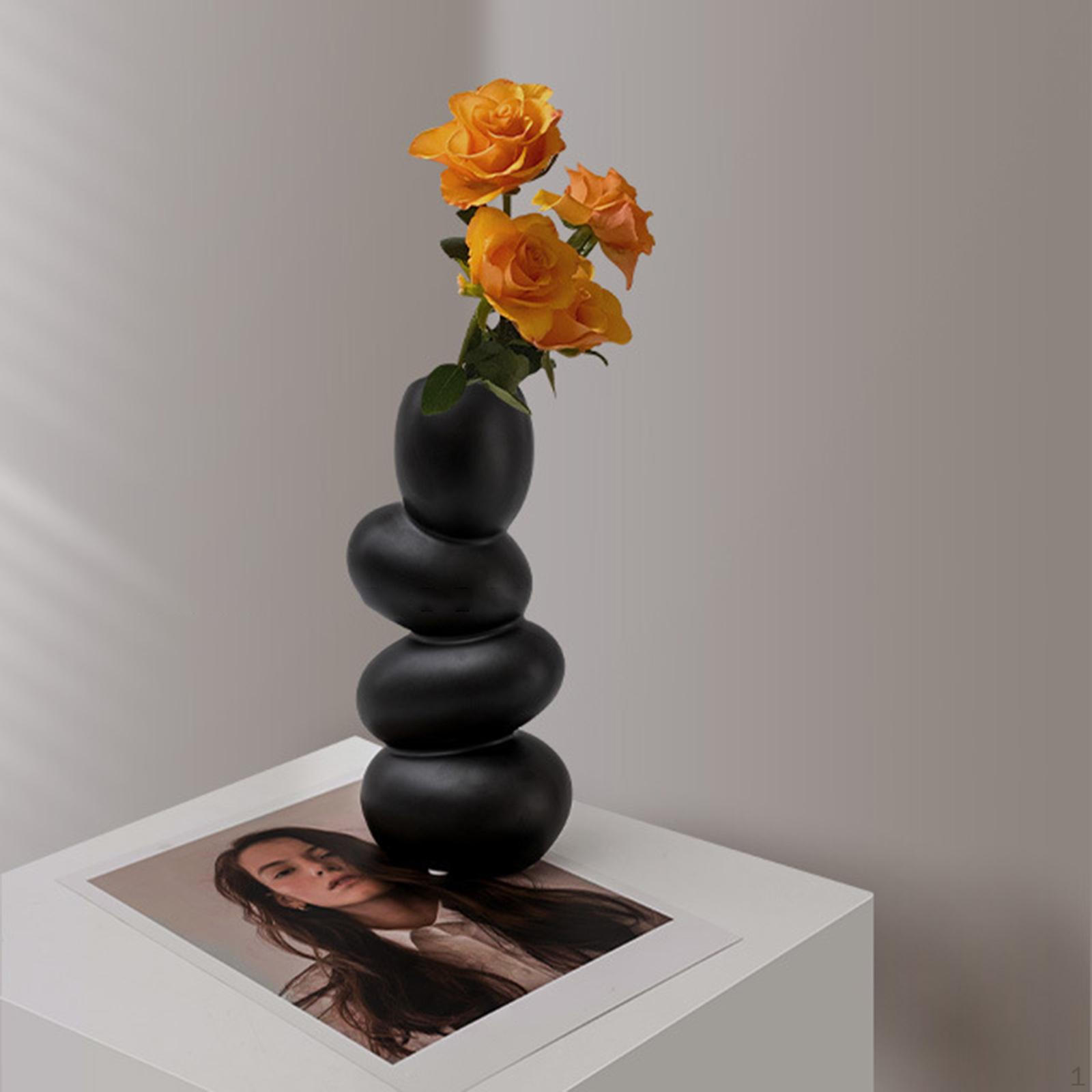 

Керамический держатель для вазы для цветов, декоративный горшок из гальки для гостиной, кухни чёрный