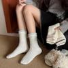 Autumn Winter Thicken Warm Women Socks Japanese Fashion Knitted Middle Tube Socks Women Solid Color Long Socks Christmas Gifts