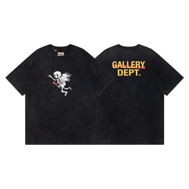Wholesale GALLERY DEPT washed old short-sleeved beauty tide retro skull print couple loose T-shirt summer
