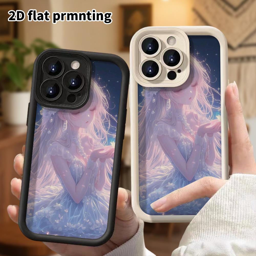Phone case: 2D flat, suitable for iPhone 18 17 16 15 14 13 Pro protective case, starry sky underwater girl, perfect Christmas and Halloween holiday gi