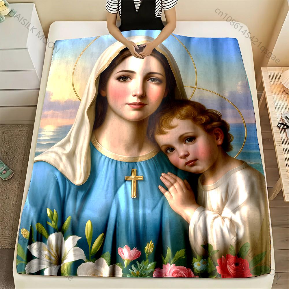 The Virgin Mary and the Holy Child Print Blanket Warm Soft Fluffy Kids and Adult Sofa Bed Throw Blanket Outdoor Travel Camping