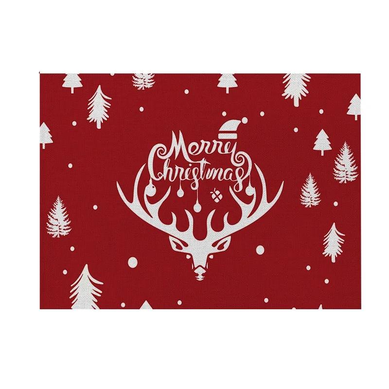 1PC Christmas Decorative Kitchen Placemat Tree Santa Snowman Coaster Dining Table Mats Linen Pad Bowl Cup Mat Xmas Home Decor