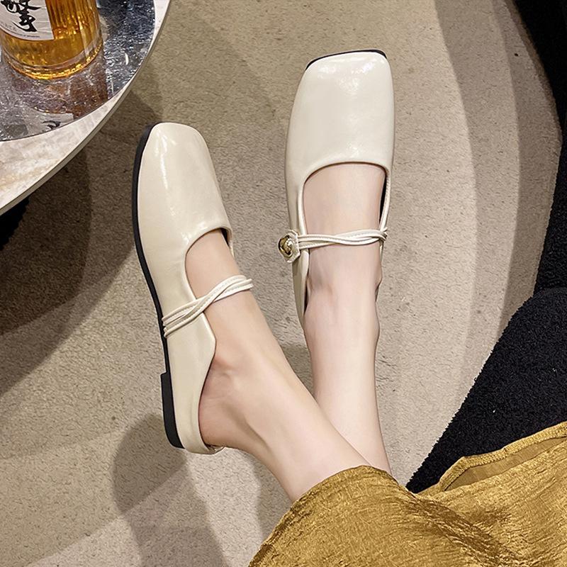 

Баотоу полутапочки женские для улицы весна и лето новая легкая подошва универсальные туфли из мягкой кожи Мэри Джейн одинарные туфли 39 бежевый