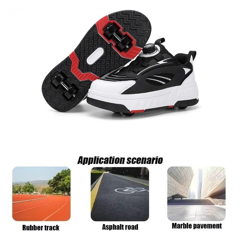 Detachable Wheel Roller Skate Shoes Children's Speed Roller Skates Boys' Sports Racing Sneaker with 2 Wheels Ice Skating Shoes