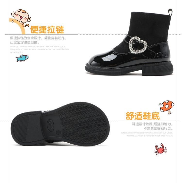 Simple and versatile warm leather boots with fleece for girls