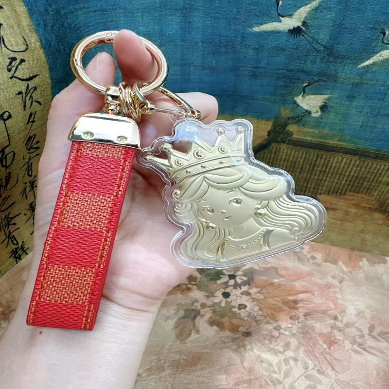 Queen's Crown 999 Pure Gold Keychain: Elegant Car, Phone, & Bag Charm Gift