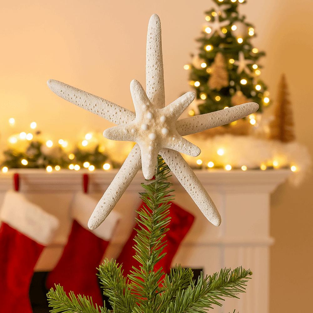 Iron Festive Starfish Decor Collectible Handmad Star Treetop Decorations DIY Crafts Starfish Treetop Ornament Christmas Tree