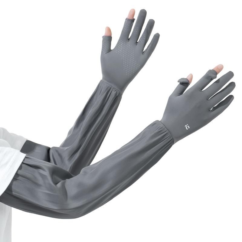 Солнцезащитные рукава из ледяного шелка, женские свободные, антиультрафиолетовые, рукава из ледяного шелка, летние дышащие ледяные рукава, солнцезащитные рукава Finger темно-серого