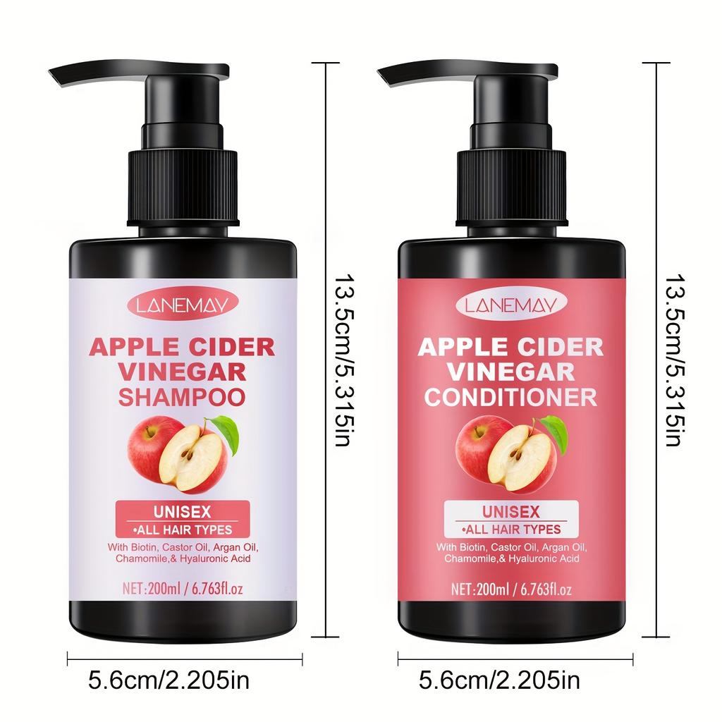Apple Cider Vinegar Shampoo & Conditioner Set | Controls Oil, Strengthens Roots, Improves Texture & Shine for Men & Women