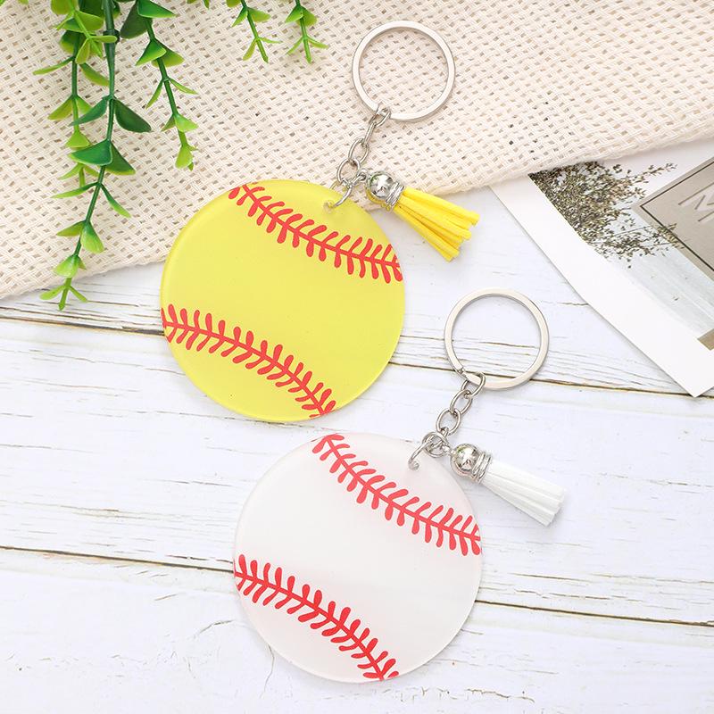 Acrylic Baseball Keychain with Tassel - Women's Sports Style Bag & Car Pendant